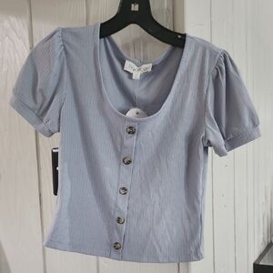 Pink Rose Light Blue Button-Down Shirt